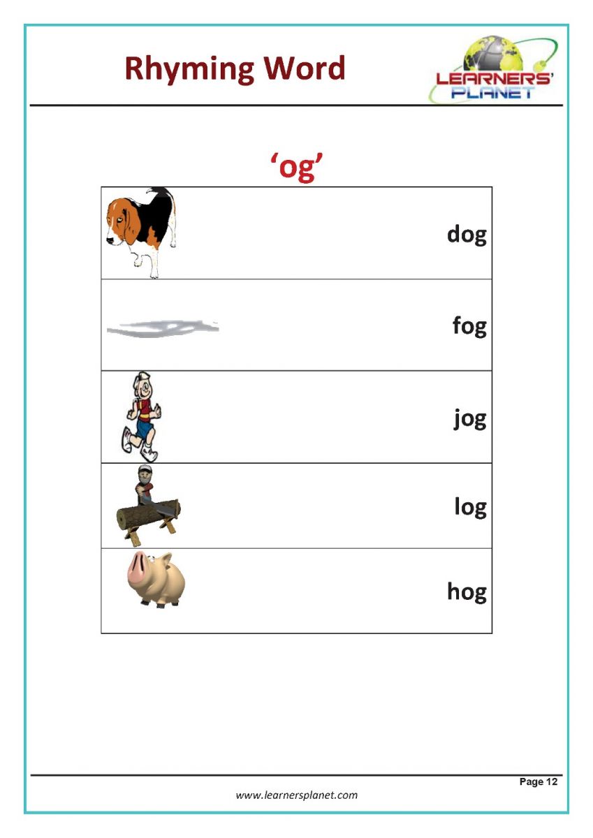 Free printable rhymes rhyming words worksheets for preschool